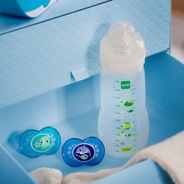 MAM Easy Active 2nd Age Gul nappflaska 330ml - X Flow napp - Vid hals - Bisfenol A fri