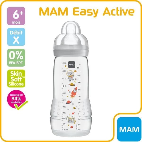 MAM Easy Active 2nd Age nappflaska +6m Ivory Elephant 330ml