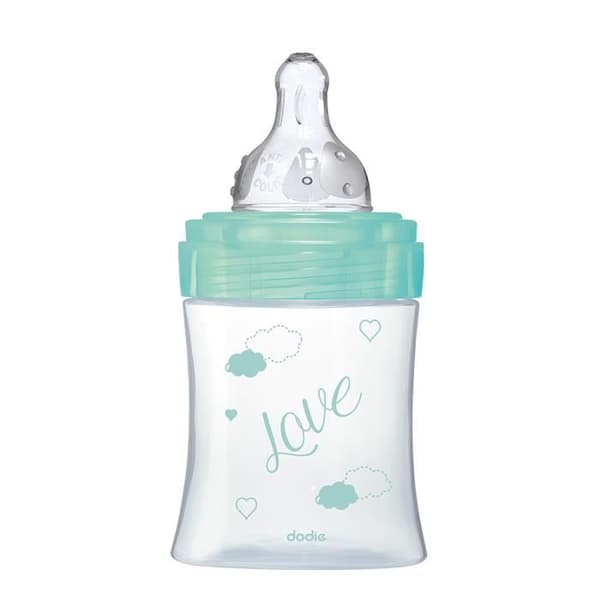 Dodie - Initieringsflaska + glas 150ml Bird Green