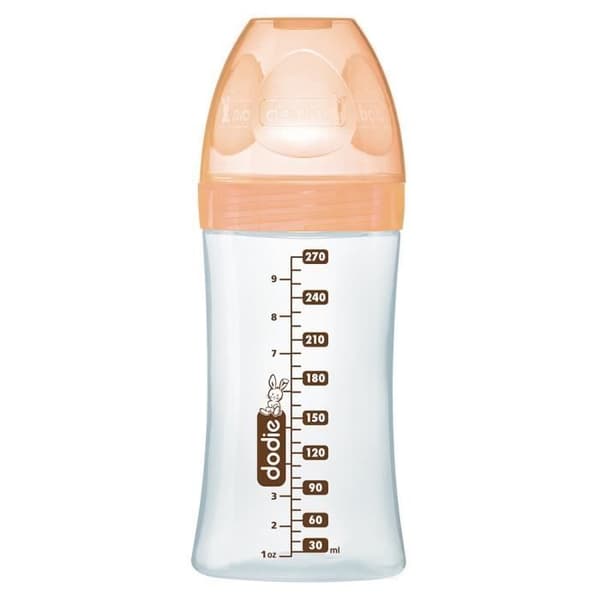 Dodie Sensation+ koliikkia lievittävä lasipullo +0 m Beige Doe 270 ml