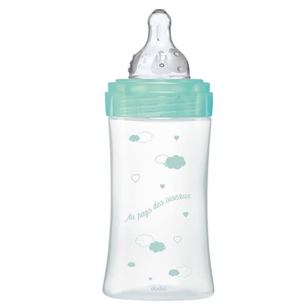 DODIE Antikolikflaska Initiering + GLAS 3 hastigheter flöde 2 - 270ml - VERT BIRDS