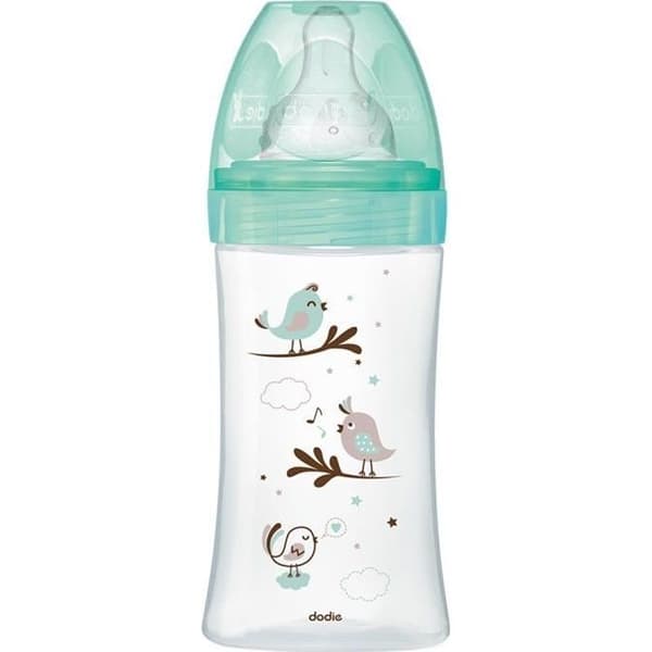DODIE Antikolikflaska Initiering + GLAS 3 hastigheter flöde 2 - 270ml - VERT BIRDS