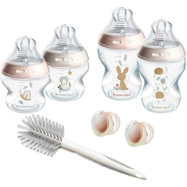 Tommee Tippee - Closer to Nature Nappflaskor - Bröstliknande napp med antikolikventil - Rosa
