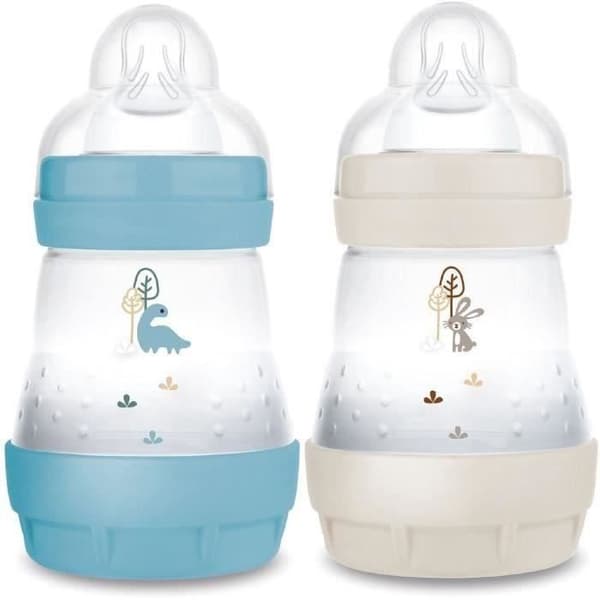 Set med 2 nappflaskor - MAM - Easy Start - Antikolik - 160 ml - Flow 1 napp - Ocean + Sand