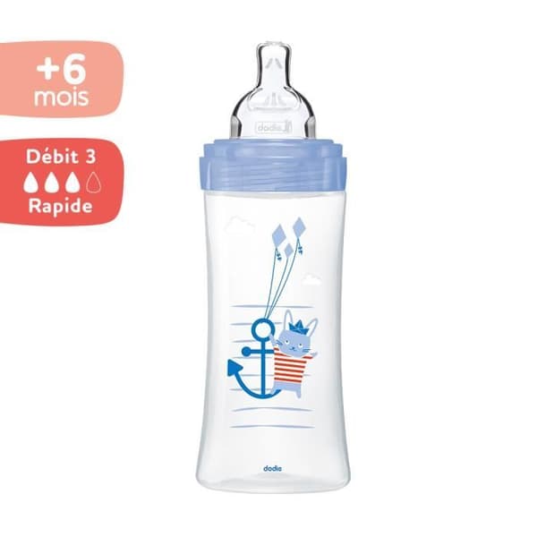 Dodie Sensation+ koliikkia ehkäisevä tuttipullo +6 kk kani 330ml