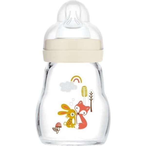 MAM lasinen tuttipullo +0 kk Valkoinen Siili 170ml