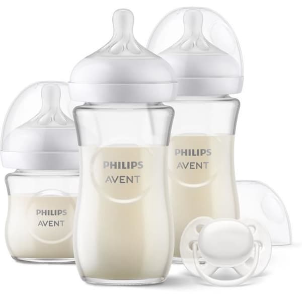 Kit nyfödd - PHILIPS AVENT - Natural Glas 3.0 - Flaskor Glas 120ml + 2 Flaskor 240ml + Ultra Mjuka Nappar 0-6M