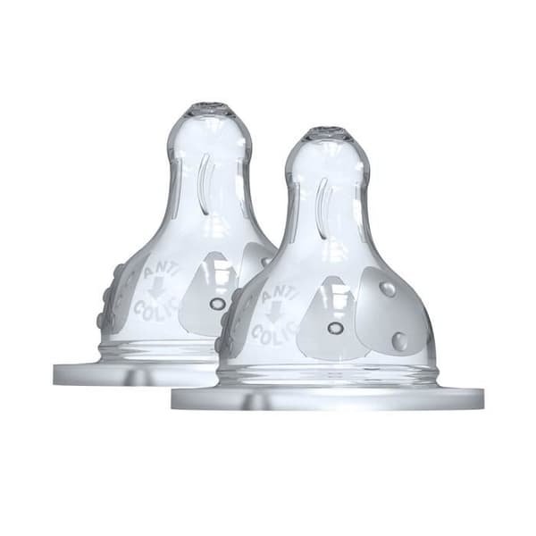 Dodie Initiation+ Antikolikflaska 3 hastigheter Rund napp Bred hals Flöde 1 +0 ml 2 nappar