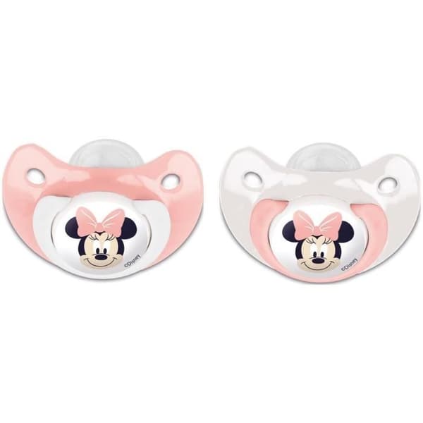 Set med 2 nappar - THERMOBABY - Ortodontisk silikon - Med skyddande klämma - +6 månader - Minnie