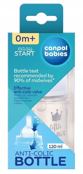 CANPOL Babies EasyStart Royal Antikolikflaska 120 ml BLÅ 1 styck