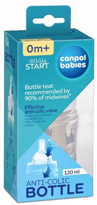 CANPOL Babies EasyStart Royal Antikolikflaska 120 ml BLÅ 1 styck