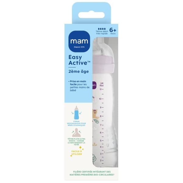 Nappflaska - MAM BABY - Easy Active - +6 månader - 330 ml - X flow-napp - Lila