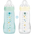 Pikkukuva 1 / 3: Set med 2 flaskor - MAM BABY - Easy Active - +6 månader - 330 ml - X-flow-napp - Ice + Pearl