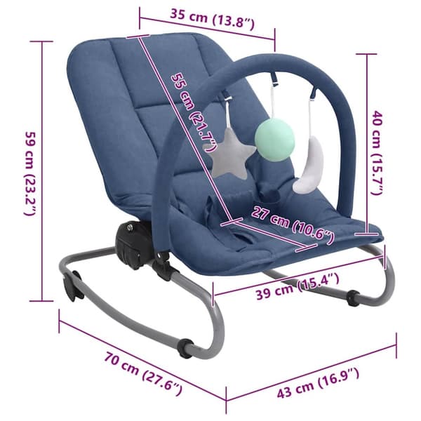 vidaXL Babysitter marinblå stål