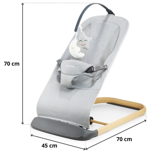 LILY 2-i-1 gungstol med inlägg, för barn upp till 9 kg, 3-stegs justerbar gungstol, pannband med två leksaker, lätt, luftnät