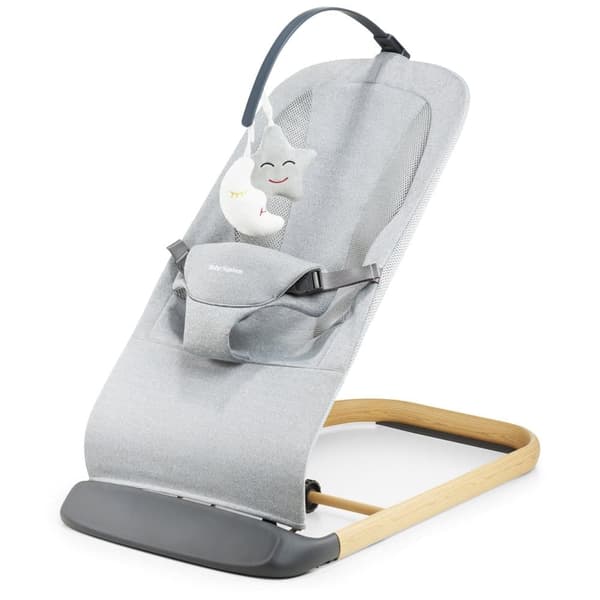 LILY 2-i-1 gungstol med inlägg, för barn upp till 9 kg, 3-stegs justerbar gungstol, pannband med två leksaker, lätt, luftnät