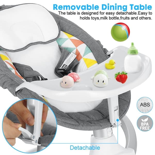 Baby rocker elektrisk bluetooth baby swing baby vugge med musik, justerbart ryglæn 5 vibrationsamplituder