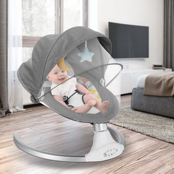 Baby rocker elektrisk bluetooth baby swing baby vugge med musik, justerbart ryglæn 5 vibrationsamplituder