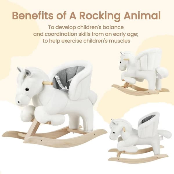 Rootz gunghäst - Toddler Rocker - Barnleksak att åka på - Förbättrad balans, kompromisslös säkerhet, bekväm design - Plysch och trä - 70 cm x 57 cm x