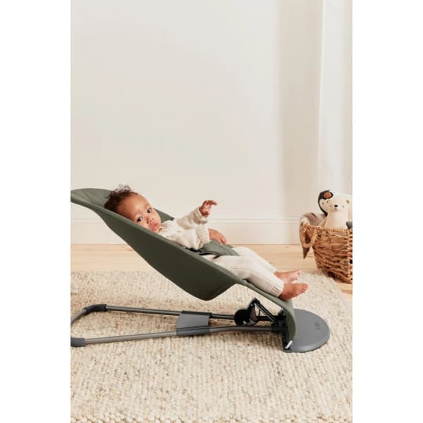 BabyBjörn Bliss Woven -sitteri, dark green, lehtikuvioitu