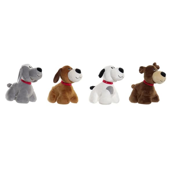 Mjukisleksak Home ESPRIT Vit Brun Grå Polyester Hund 22 x 21 x 26 cm (4 antal)