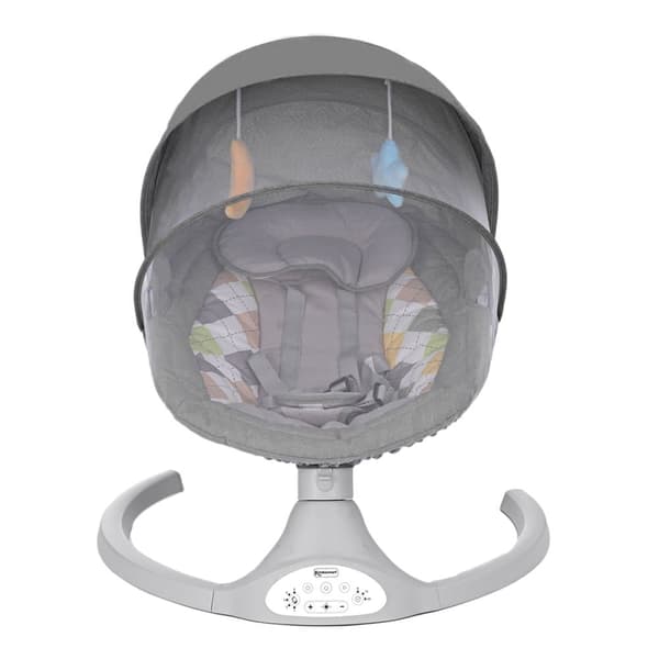 Bioby Baby Rocker Bluetooth-aktiverad lätt babygunga med naturlig gungande rörelse i 5 hastigheter, med fjärrkontroll, myggnät
