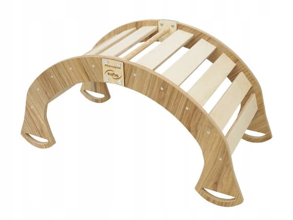 Montessori gyngestol i træ til børn, stor, massiv liggestol, foldbar, lakeret PL