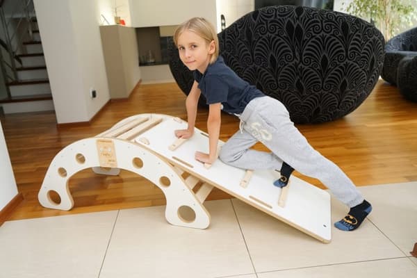 Træ Montessori gyngestol med rutsjebane til børn, foldbar, massiv PL