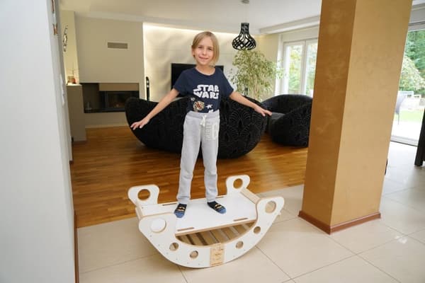 Træ Montessori gyngestol med rutsjebane til børn, foldbar, massiv PL