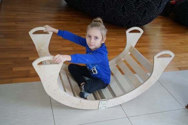 Træ Montessori gyngebane Stor XL Sammenklappelig Lakeret Poleret
