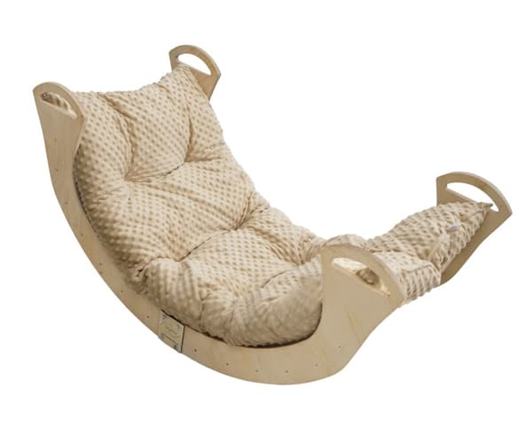 Gungstol mod.C Trä Montessori XL Hopfällbar Kudde Färg Beige
