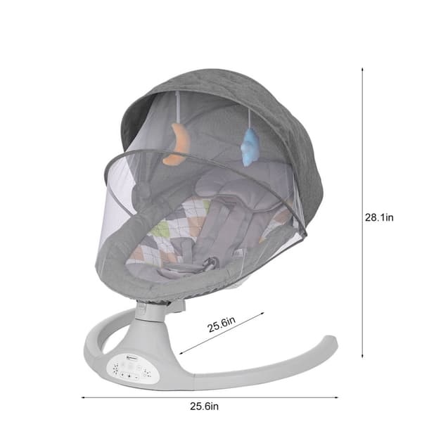 Sähköinen vauvanpomppi | Vauvankeinu 5-pistevaljailla ja 5 keinuntatilalla, Bluetooth-musiikilla ja kaukosäätimellä, 0–12 kuukauden ikäisille (2–9 kg)