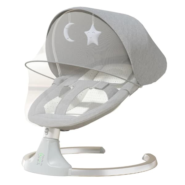 Baby Elektrisk Gungstol, Ergonomisk Design, Fjärrkontrollsfunktionalitet,M3-GRÅ