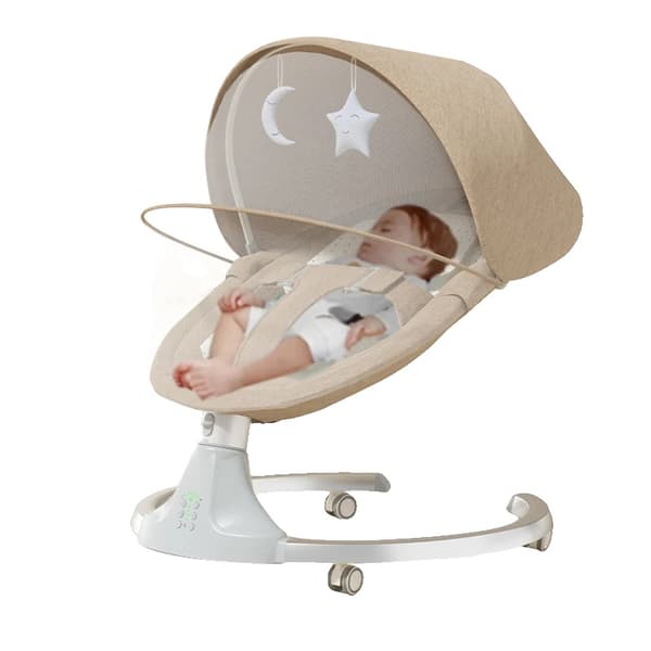 Vauvan sähköinen keinutuoli, ergonominen muotoilu, kaukosäätötoiminto,M3-KHAKI