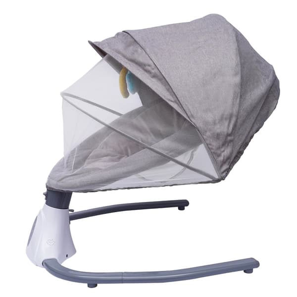 Elektrisk Baby Gyngestol, Bluetooth Musik, Justerbart Kontrolpanel, Behagelig U-formet Pude,GRÅ