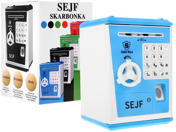 Spargris kassask?p f�r barn 3+ bl? Spara pengar + L�ra sig entrepren�rskap