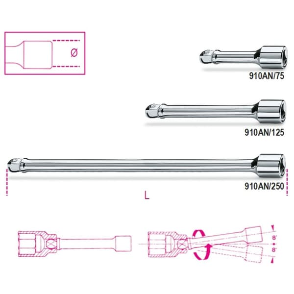 Beta Tools 3/8" Borrförlängare 910AN/250