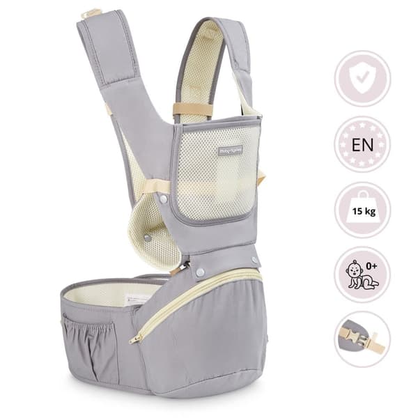 Moby-System Ergonominen kantoreppu AMY 10in1, 0-36 kuukauden ikäisille lapsille, puuvillainen kantoreppu alle 15 kg painaville vauvoille, harmaa...