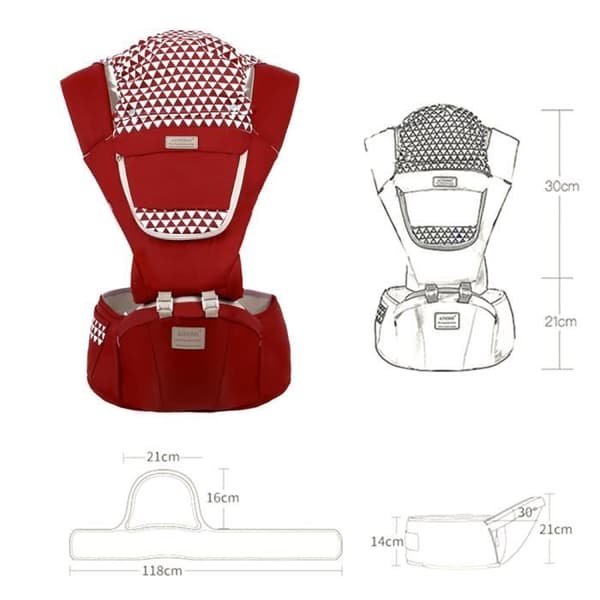 Front Premium Hipseat Bärsele, Multifunktionell, Ergonomisk, 100 % bomull, Roterande Butterfly Spänne, 6 Positioner