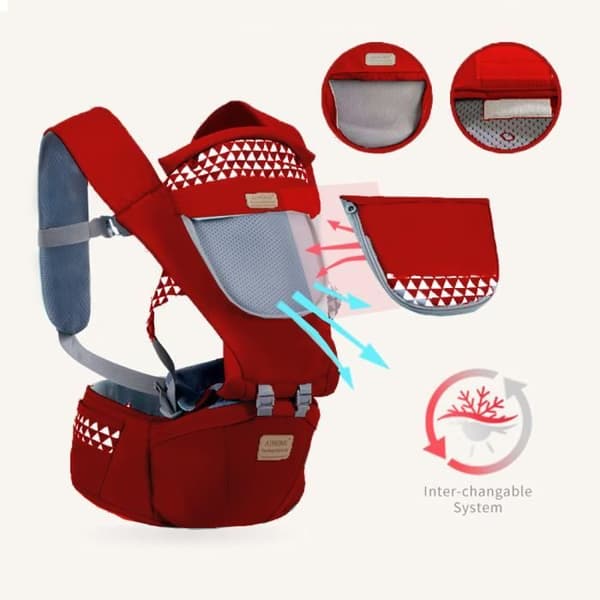 Front Premium Hipseat Bärsele, Multifunktionell, Ergonomisk, 100 % bomull, Roterande Butterfly Spänne, 6 Positioner