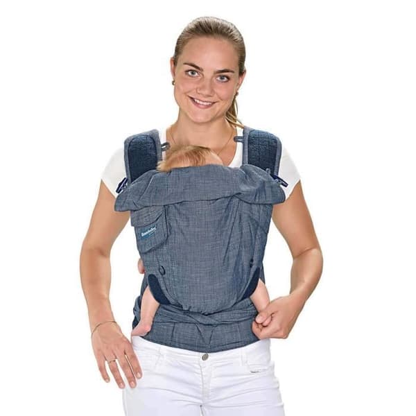 Ergonomisk bärsele HOPPEDIZ BONDOLINO Plus Poplin Denim - Grå - Upp till 20 kg