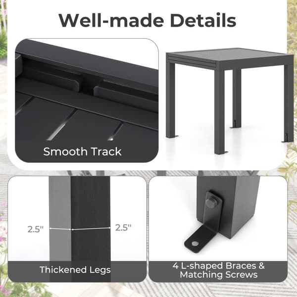 Terrasse Spisebord, 31,5"/63" x 31,5" x 29,5", Grå