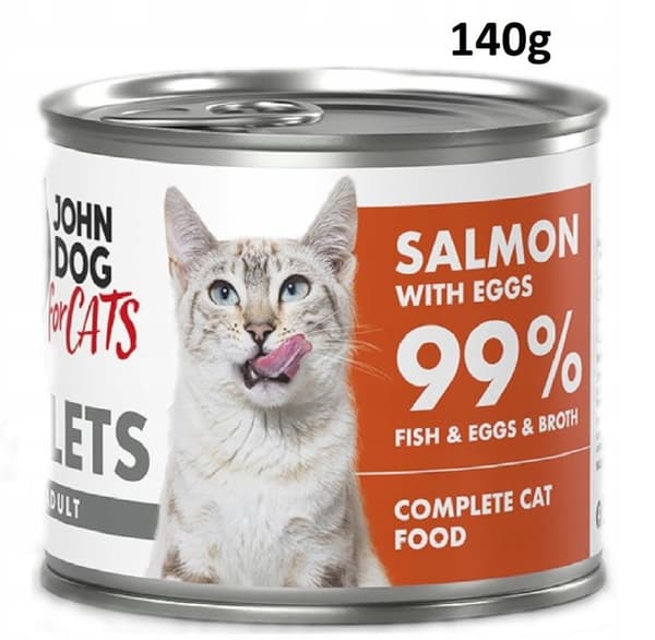 JOHN DOG FOR CATS vådfoder til katte LAKS MED ÆG fileter 140 g