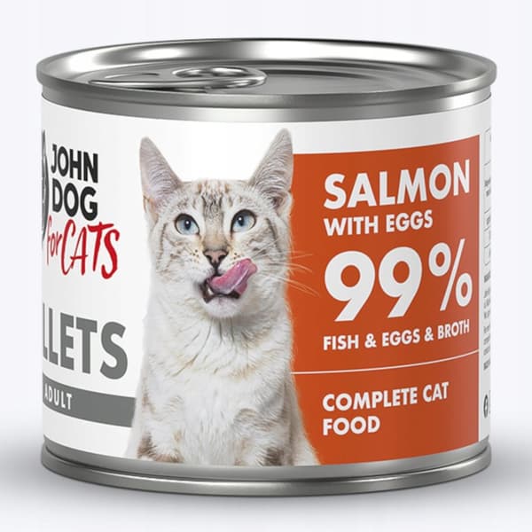 JOHN DOG FOR CATS vådfoder til katte LAKS MED ÆG fileter 140 g