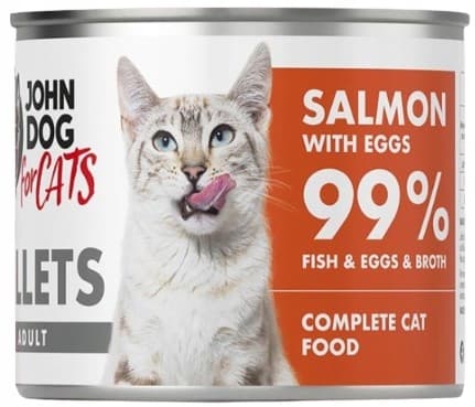 JOHN DOG FOR CATS vådfoder til katte LAKS MED ÆG fileter 140 g