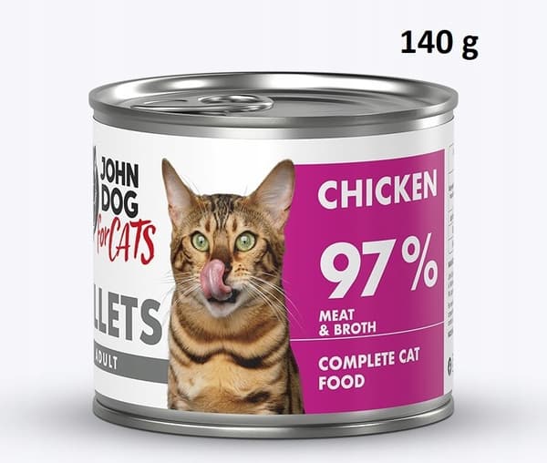 JOHN DOG FOR CATS våtfoder för katter KYCKLINGFILÉER 140 g
