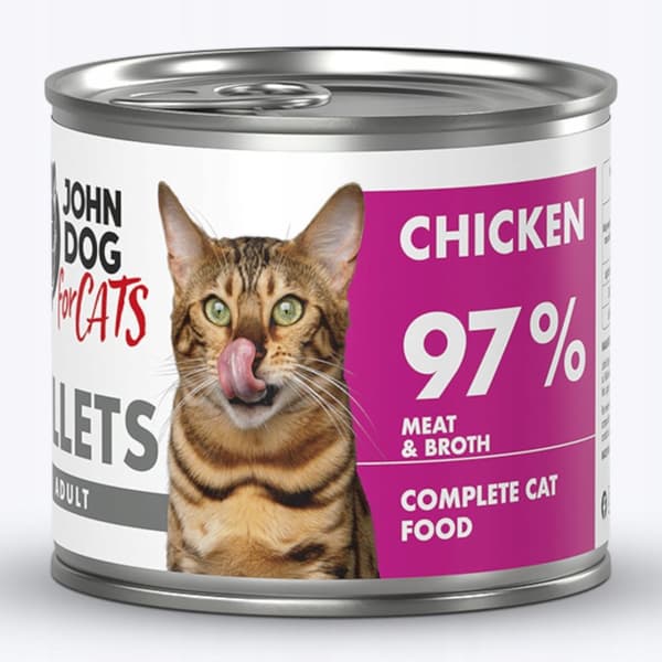 JOHN DOG FOR CATS våtfoder för katter KYCKLINGFILÉER 140 g