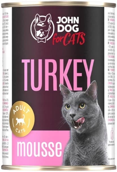 JOHN DOG TIL KATTE vådfoder til katte med kalkunmousse 400 g