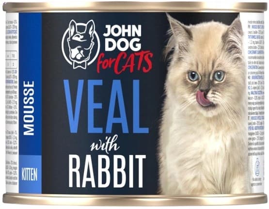 JOHN DOG FOR CATS våtfoder för kattungar KALV- OCH KANINmousse 200 g