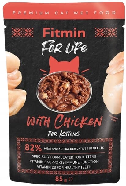 FITMIN CAT vådfoder til katte KYLLINGEFILETER til killinger 85 g